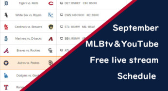 【MLB.TV】YouTube & free Live stream 9月　スケジュールリスト